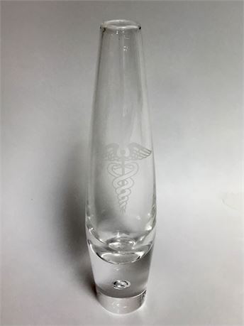 Auction Exchange USA - Steuben Glass Bud Vase with Medical Caduceus Symbol