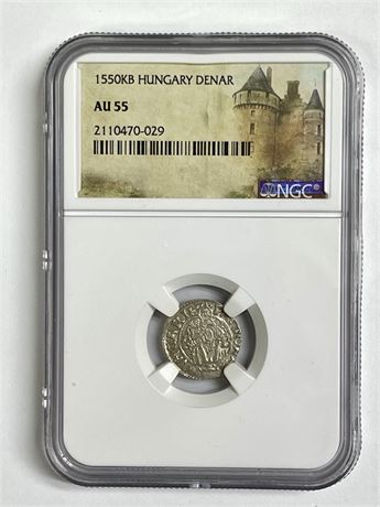 1550 KB Hungary Denar, NGC AU55