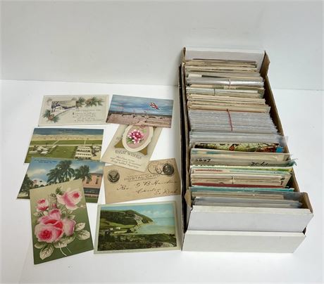 Box of Postcards, Vintage to Antique